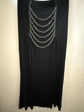 Dolls Kill Black Maxi Skirt with Silver Chain Detail
